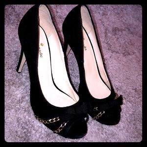 NWOB Kate spade suede black peep toe pumps 5